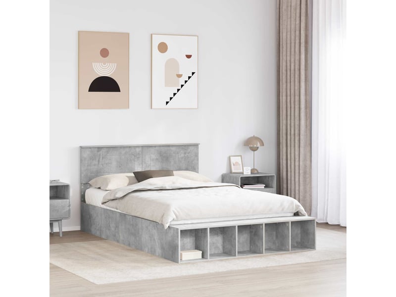  Lit double- lit adulte -  cadre de lit gris béton 160 x 200 cm bois d'ingénierie  - Conforama B
