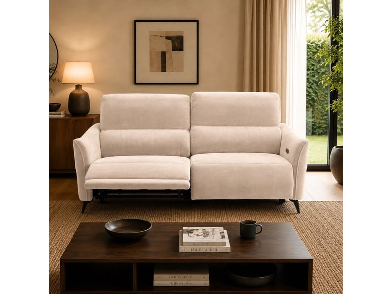  Canapé 3 places élec relax zéro gravity tissu waterproof beige - garios GARIOS - Conforama C