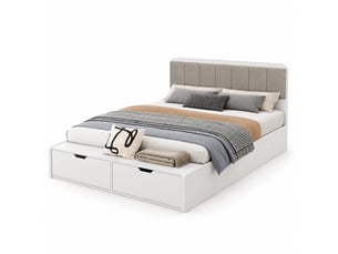 Lit avec rangement 140x200 cm <strong></strong>  <strong></strong> coloris blanc