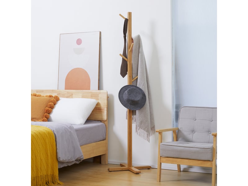 Porte-vêtements en bambou - 8 cintres - 49.5x49.5x178 cm - pour entréechambre  - Conforama B