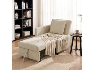 Fauteuil convertible 1 place en chenille beige 89,5x72,5x83 cm