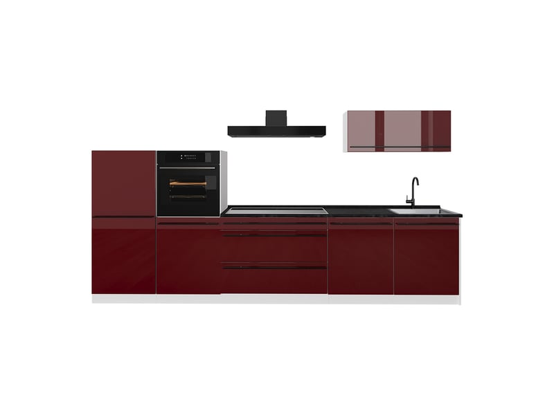  Vicco cuisine, rouge brillantblanc, 340cm plan de travail anthracite  - Conforama A