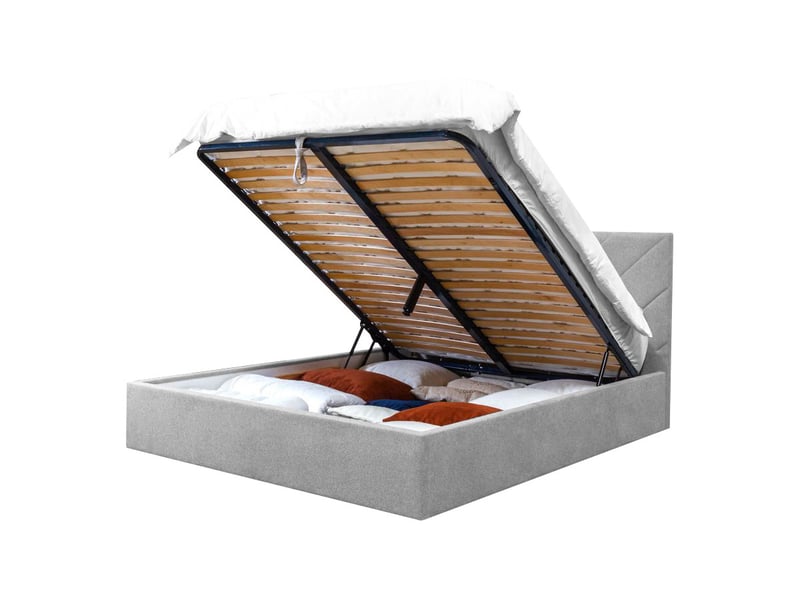  Bobochic lit coffre romane gris clair 180x200 ROMANE - Conforama D