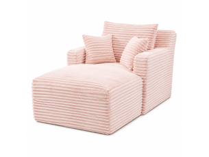 Canapé chaise-longue velours côtelé convertible – fauteuil relax sans montage, salon & appartement