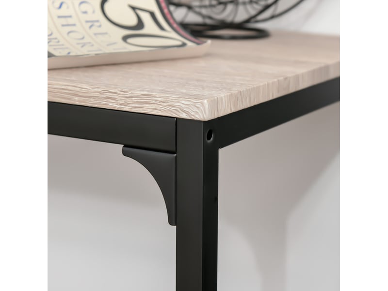  Ensemble bar 3 pièces avec table et 2 chaises en mdf bois clair et noir, style industriel pour cuisine et repas  - Conforama D
