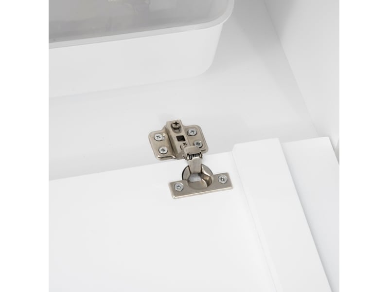  Meuble pour litière féline 90 x 48 x 43,5 cm – blanc – 2 étagères et porte magnétique surélevée  - Conforama D