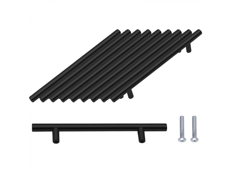  Paquet de 10 poignées de porte noires de 160 mm en acier inoxydable pour meubles et placards avec vis.  - Conforama A