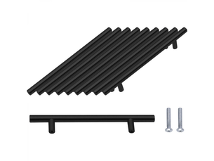 Paquet de 10 poignées de porte noires de 160 mm en acier inoxydable pour meubles et placards avec vis.