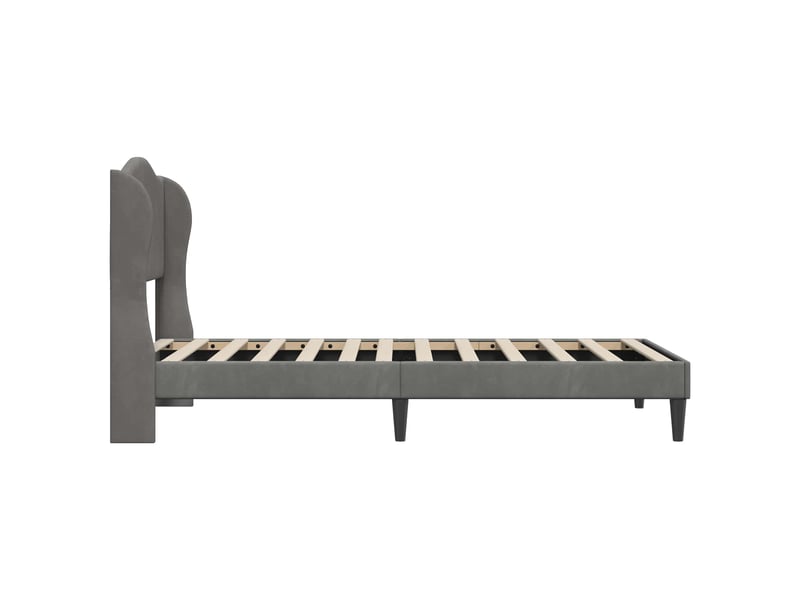  Lit simple- lit adulte -  cadre de lit avec tête de lit gris foncé 100 x 200 cm velours  - Conforama D