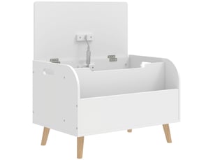 Coffre à jouet enfant, coffre de rangement enfant, couvercle rabattable et compartiment ouvert, 60x40x43cm, blanc