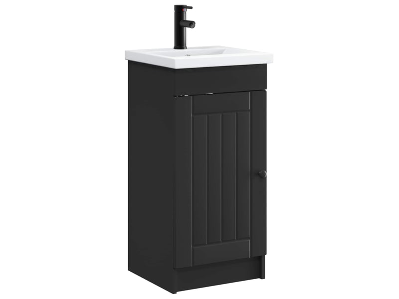 Meuble salle de bain avec évier, meuble de rangement noir 42x40x84.5 cm shl1131 - Conforama A