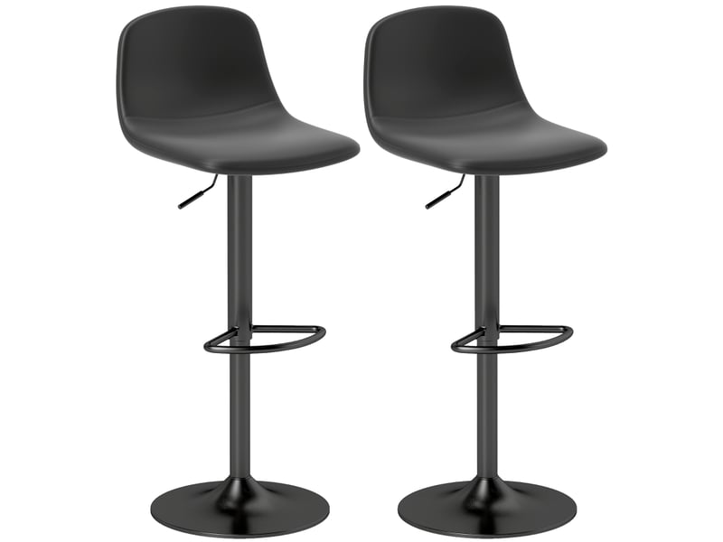  Tabourets de bar lot de 2 réglables et pivotants - lpospi - dossier bas, repose-pieds, simili cuir - noir  - Conforama A
