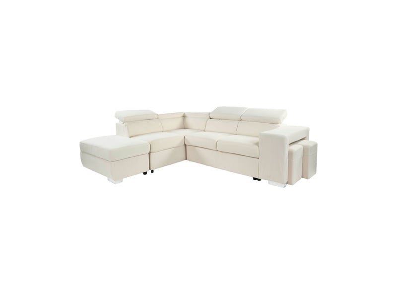 Canapé d'angle à gauche convertible 7 places velours beige - sven - Conforama E