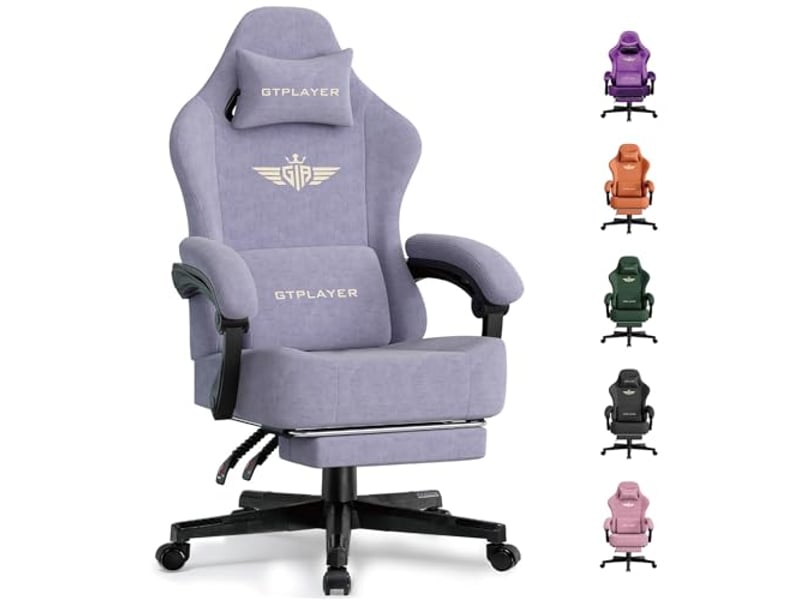  Gtplayer chaise de jeu inclinable à 160° avec repose-pieds 180kg - tissu lilas GT829-MKPP - Conforama A