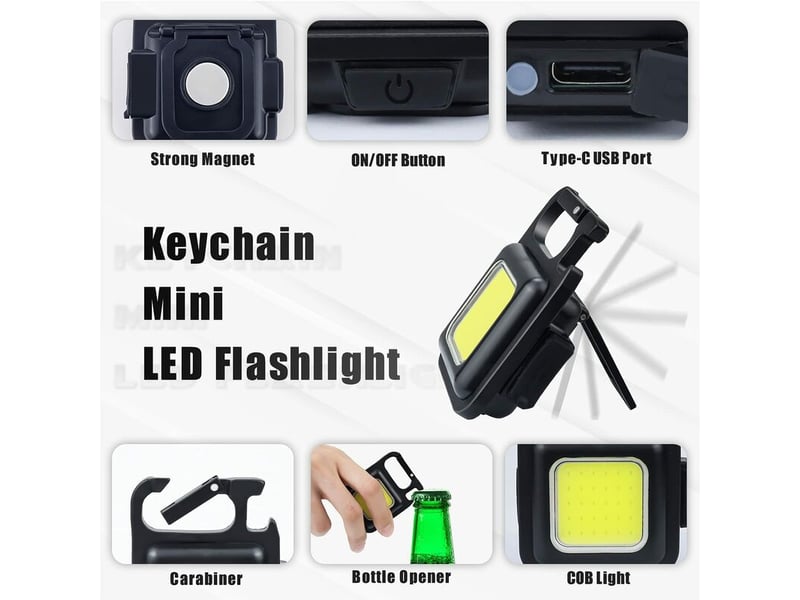 2x mini d travail lampes d'inspection rechargeab 800 lumens magnétique lampe portab petites porte-clés lampes de poche étanches pour la réparation de - Conforama B