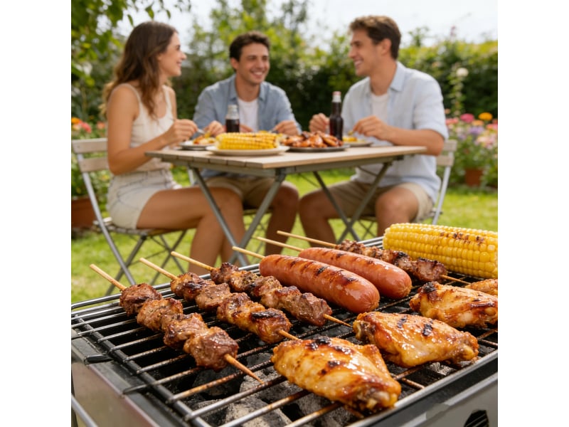  Barbecue à charbon pliable 42 x 28 x 42 cm avec grille, pour pique-nique et jardin  - Conforama D