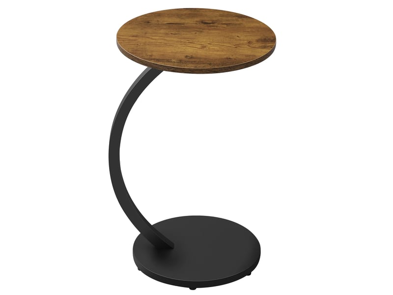  Table basse d'appoint ronde en c avec plateau fixe et patins réglables, style industriel, pour salon, noir et vintage  - Conforama A
