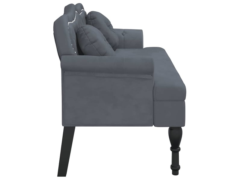  Banc salon, banc interieur avec coussins gris foncé 120,5x65x75 cm velours  - Conforama E