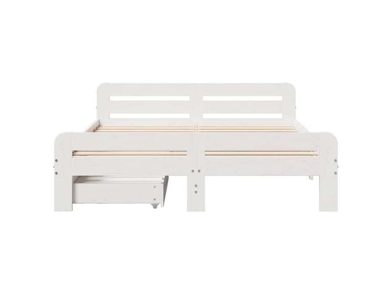 Lit double- lit adulte - cadre de lit sans matelas blanc 140x190 cm bois de pin massif - Conforama C