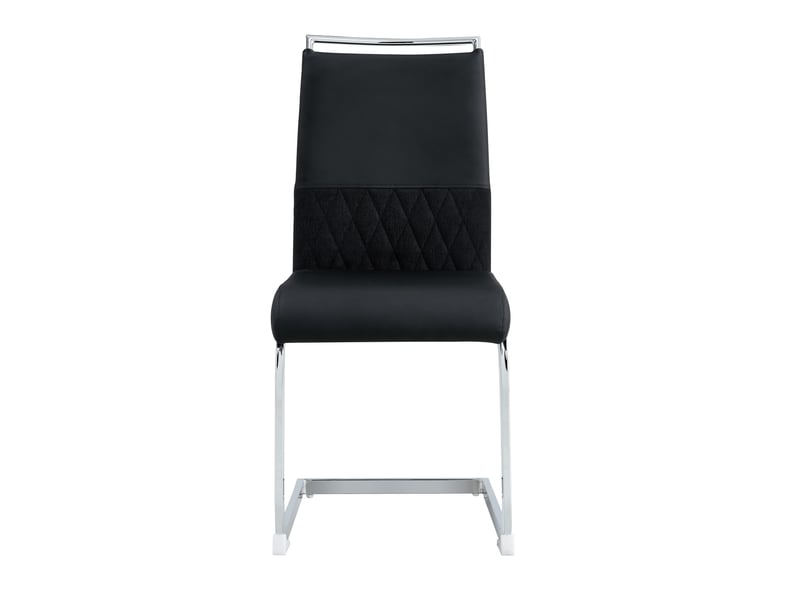  Lot de 6 chaises de salle à manger à dossier haut en similicuir pu et lin, noires  - Conforama A