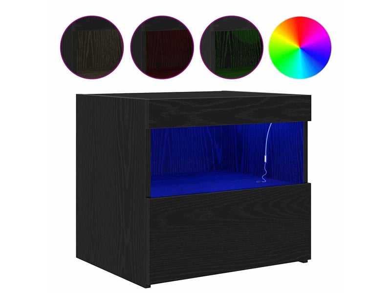 Table de chevet avec tiroir 2 pièces chêne noir 50 x 40 x 45 cm  - Conforama D