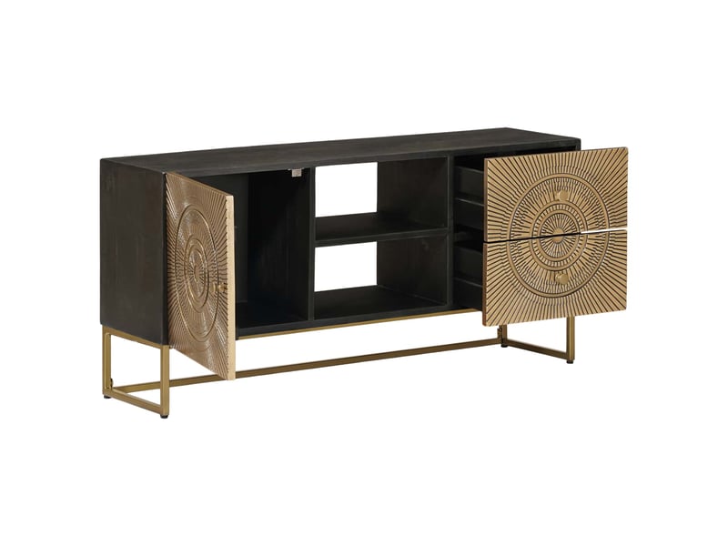  Meuble tv - banc tv - meuble de rangement avec tiroir avec étagère laiton 105 x 30 x 50 cm  - Conforama A