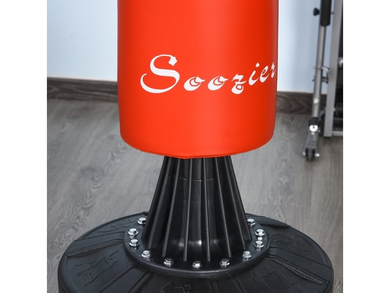  Appareil d'entraînement de boxe 88 x 48 x 155-205 cm – noir et rouge – barre rotative 360° et balle réflexe  - Conforama D