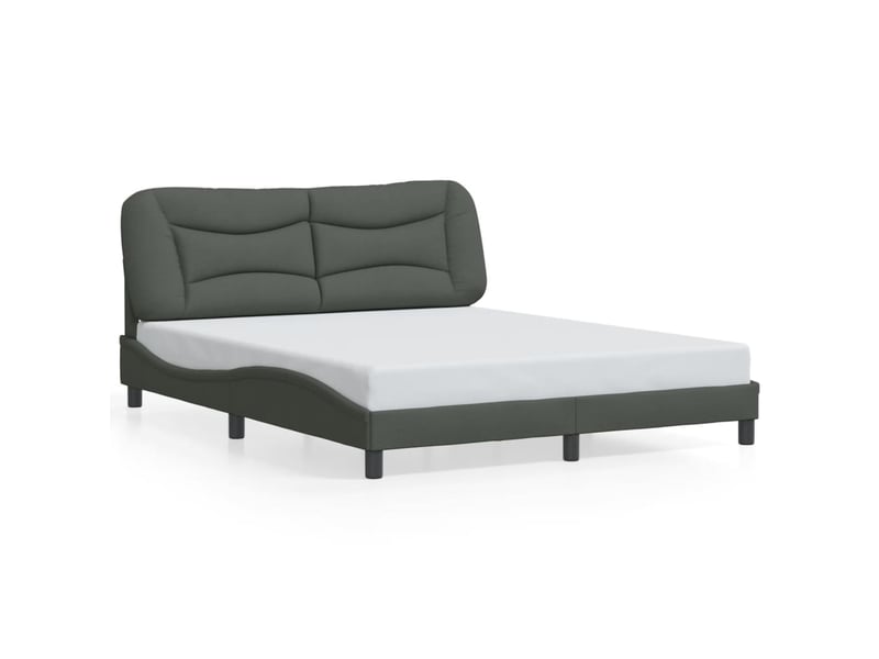 Lit double- lit adulte - cadre de lit avec led sans matelas hvar gris foncé 160x200 cm tissu - Conforama D