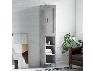 Buffet haut - bahut - meuble de rangement gris béton 34,5x34x180 cm bois d'ingénierie