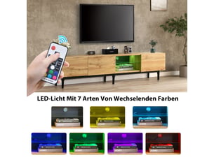 Meuble tv coloris beige 175 cm <strong>PEXCHO</strong>  <strong></strong>