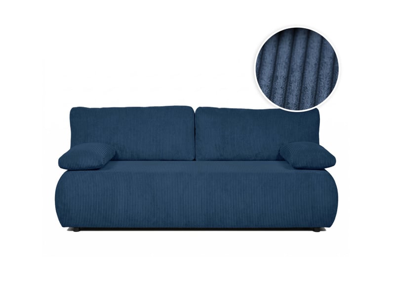 Canapé droit veluto convertible avec coffre en velours côtelé - bleu foncé VELUTO - Conforama A
