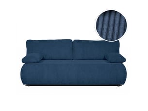 Canapé droit convertible LOUNGITUDE VELUTO 3 places Velours côtelé bleu avec coffre de rangement