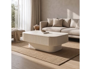 Table basse rectangulaire coloris beige OKMYHOME - 60 cmx98 cm