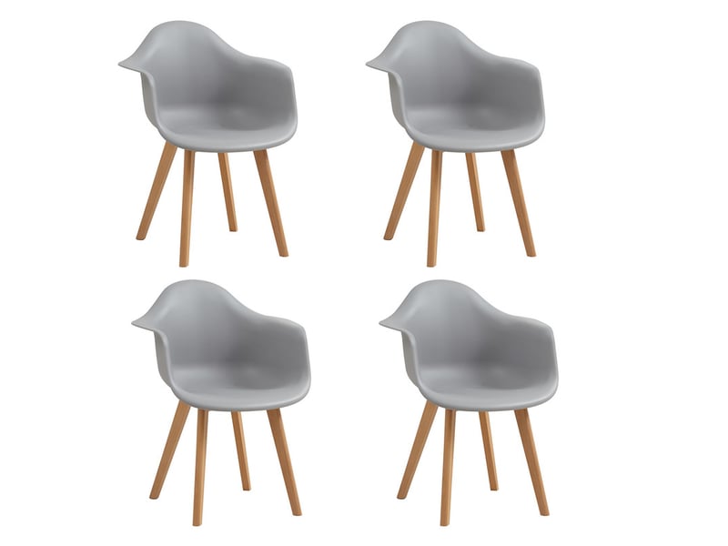 Lot de 4 chaises de salle à manger -pieds en hêtre - chaises de salle à manger scandinaves - gris - Conforama A