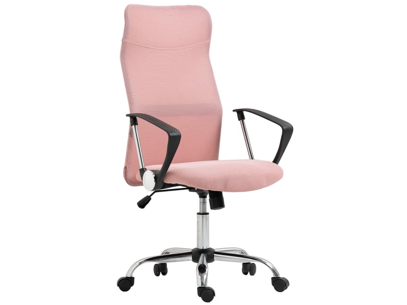  Chaise de bureau ergonomique, pivotante et réglable en hauteur avec fonction bascule, revêtement en maille, 63 x 65 x 109-119 cm, rose  - Conforama A