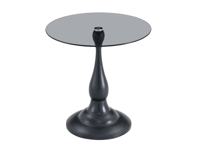 Table basse fixe ronde avec plateau en verre trempé et socle métallique antidérapant pour salon, noir, 50 × 51,5 cm - Conforama A