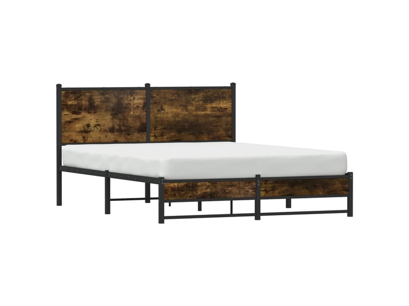  Lit double- lit adulte -  cadre de lit en métal sans matelas chêne fumé 150x200 cm  - Conforama C