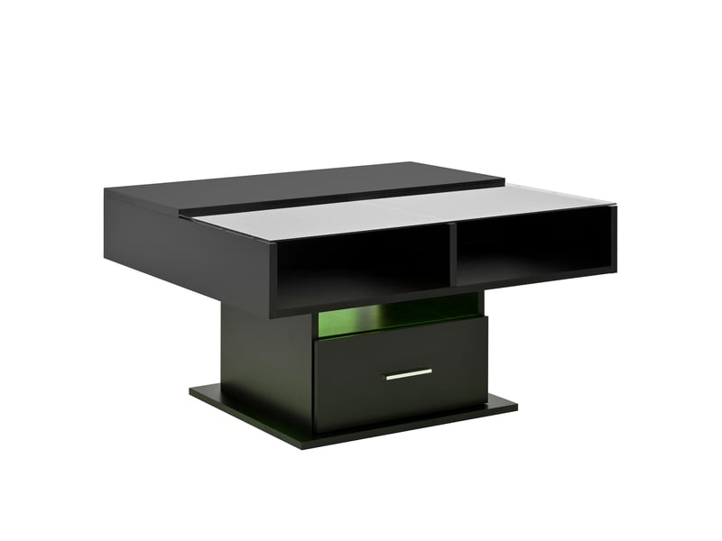  Table basse relevable avec rangement et led, 78 x 78 cm, noire  - Conforama E