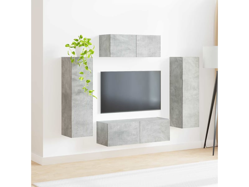  Ensemble meuble tv - banc tv - meuble de rangement 3 pcs gris béton bois d'ingénierie  - Conforama D