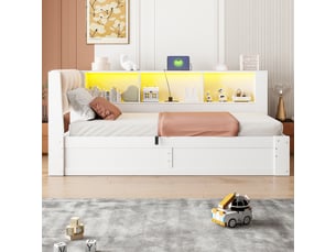 Lit banquette 90x200 cm <strong></strong>  <strong></strong> coloris blanc