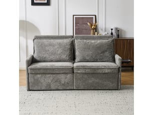 Canapé convertible 3 en 1 avec dossier réglable 5 positions, usb et poches de rangement, en chenille gris
