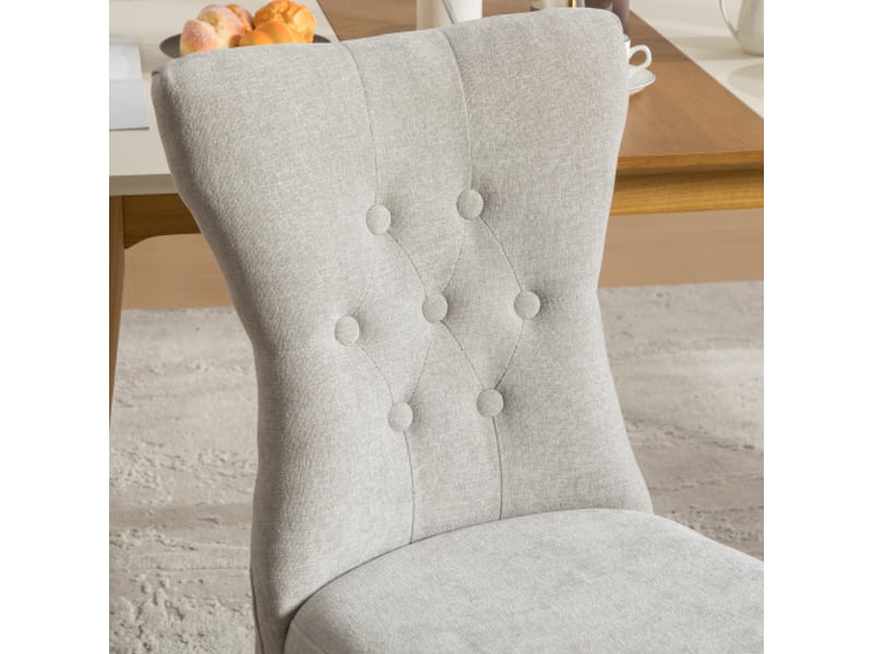  Chaises de salle à manger modernes rembourrées, pieds bois massif, chenille gris, rivets décoratifs – lot de 2  - Conforama D