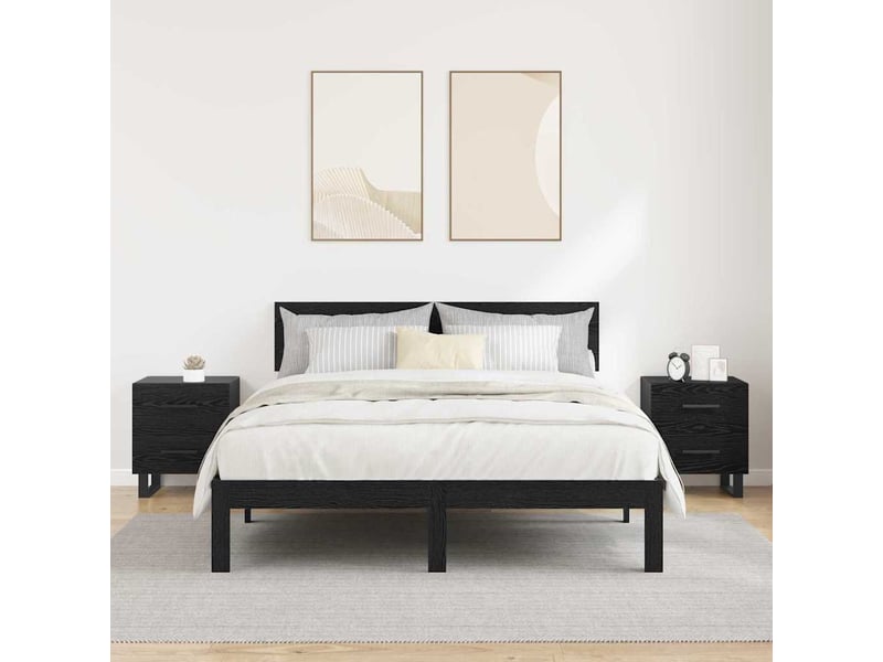  Table de chevet 2 pièces chêne noir 40 x 35 x 47,5 cm  - Conforama D
