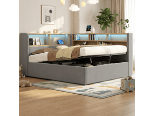 Lit coffre 140x190 cm <strong></strong>  <strong></strong> coloris gris