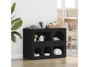 Buffet - bahut - meuble de rangement elst noir 80,5 x 35 x 59 cm bois d'ingénierie