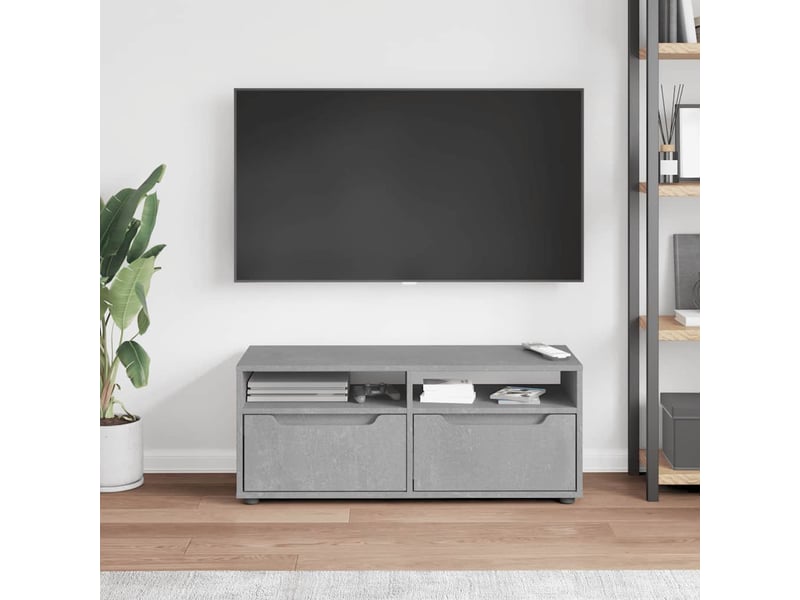  Meuble tv - banc tv - meuble de rangement visnes gris béton 100x40x38 cm bois d'ingénierie  - Conforama C