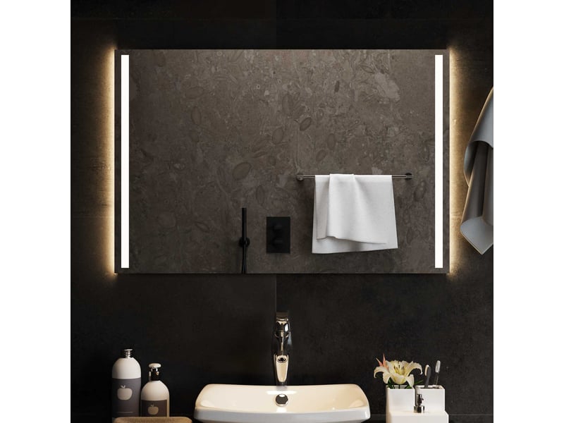  Miroir de salle de bain, miroir de toilette led transparent 90 x 60 cm verre trempé cf62632  - Conforama C