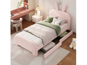 Lit simple 90x200 cm OKWISH coloris rose