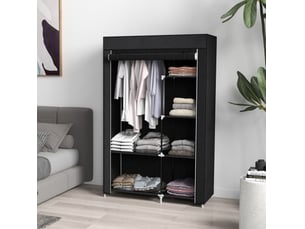 Armoire en tissu 103x43x162,5 cm 6 compartiments pliable métal noir