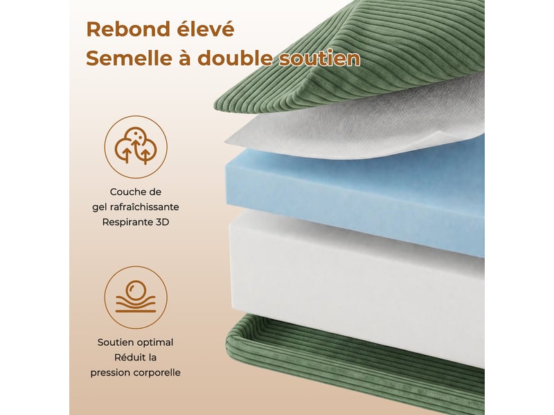  Canapé d'angle gauche modulaire 3 places compressé en velours côtelé,mousse haute densité,sans assemblage,canapé de salon,270x152x59cm,vert 270x152x59CM - Conforama C
